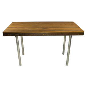 18" X 30" Brown Teak Wood And Stainless Steel Rectangular Shower Bench