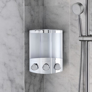 Gray Heavy Duty Plastic Three Chamber Wall Mount Soap Dispenser - 608219363338