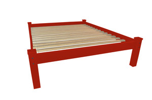 Red Solid Wood Full Bed Frame - 608219217167