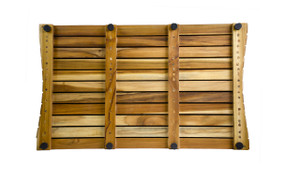 31" Brown Teak Slat Non Slip Bath Mat