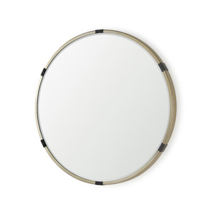 29" Gold And Black Metal Round Framed Accent Mirror