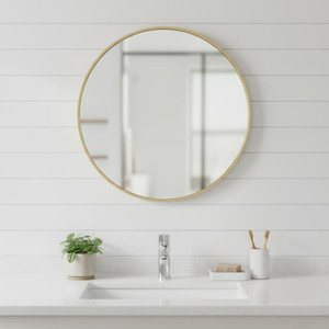 24" Gold Metal Round Framed Bathroom Vanity Mirror