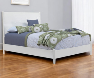 White Carved Geometric Solid Wood King Bed Frame