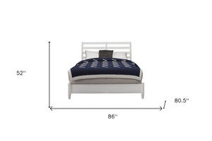 White Slat Back Solid Wood King Bed Frame