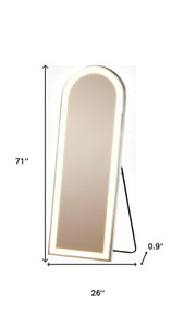 71" Clear Arch Lighted Freestanding and Wall Mount Frameless Full Length Mirror