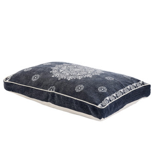 24" X 36" Stonewashed Blue Medallion Pillow Style Pet Bed With Removable Cover