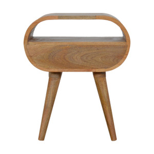 21" Natural Solid Wood Oval One Drawer Nightstand
