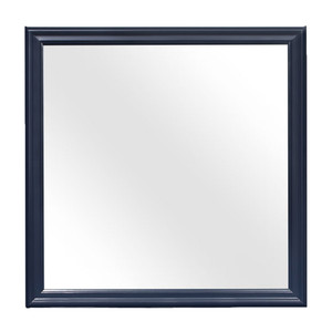 38" Blue Square Wood Framed Accent Mirror