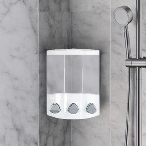 White Heavy Duty Plastic Three Chamber Wall Mount Soap Dispenser