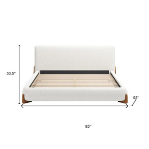 Ivory Solid Wood And Boucle King Bed Frame
