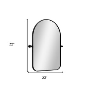 32" Black Iron Arch Tilting Framed Bathroom Vanity Mirror