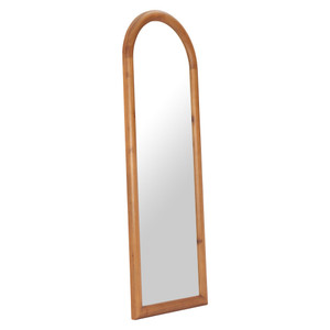 66" Natural Solid Wood Arch Framed Full Length Mirror