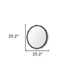 25" Black Metal Beaded Round Framed Accent Mirror