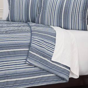 Blue And White Striped Queen Quilt