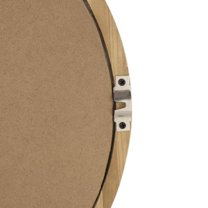 35" Brown Oval Solid Wood Framed Accent Mirror