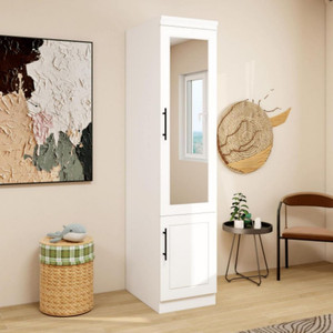 71" White Wood Mirrored Two Door Combo Dresser - 880016777680