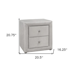 21" Light Gray Wood Two Drawer Nightstand