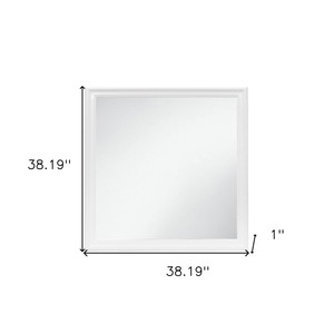 38" White Square Wood Framed Accent Mirror - 608219350376