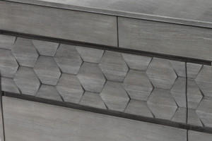 61" Gray Solid Wood Six Drawer Double Dresser