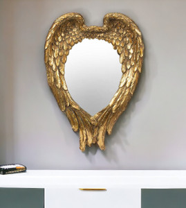 22" Gold Heart Resin Framed Accent Mirror