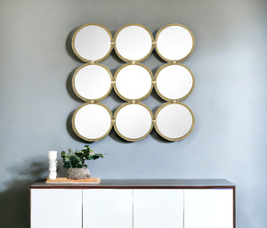 27" Gold Square Iron Framed Accent Mirror