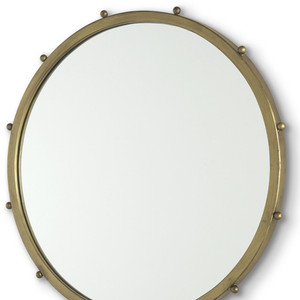 25" Gold Metal Beaded Round Framed Accent Mirror