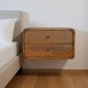 18" Brown Solid Wood Floating Nightstand