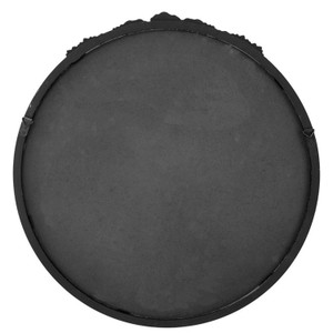 30" Black Crowned Top Antiqued Glass Round Framed Accent Mirror