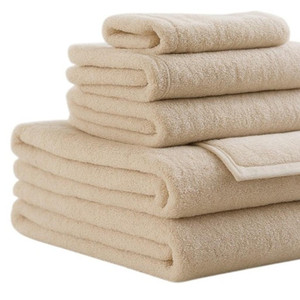 Set of Six Beige Cotton Quick Dry Terry Cloth Towels - 880016489088