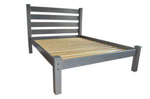 Gray Solid Wood Queen Bed Frame - 608219075729