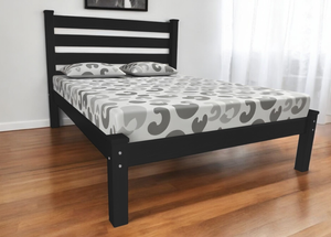Black Solid Wood Queen Bed Frame - 608219244972