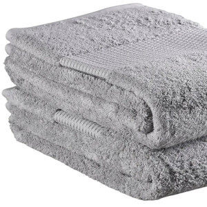 Set of Two Light Gray Cotton 16" X 30" Quick Dry Terry Cloth Hand Towels - 880016805857