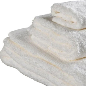 Set of Three White Cotton Quick Dry Terry Cloth Towels - 880016755206