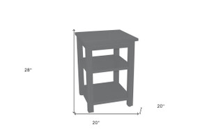 28" Gray Solid Wood Nightstand
