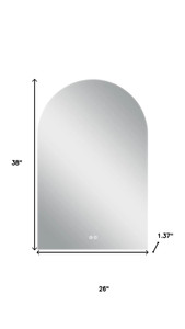 38" White Arch Lighted Frameless Bathroom Vanity Mirror