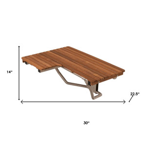 14" X 30" Brown Teak Rectangular Shower Bench - 880016748970