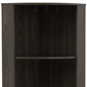 71" Dark Brown Wood Corner Bar Cabinet With Two Doors