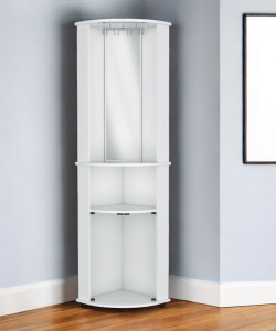 75" White Wood Corner Bar Cabinet With Three Shelves
