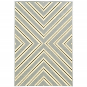 9' X 13' Grey Geometric Stain Resistant Indoor Outdoor Area Rug - 606114577331