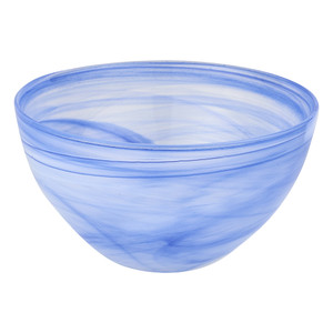 6" Blue And White Alabaster Glass Round Candy or Nut Bowl