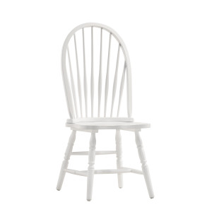White Wood Windsor Back Dining Side Chair