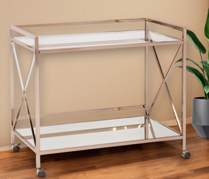 Gold Metal And Glass Rolling Bar Cart - 606114827764