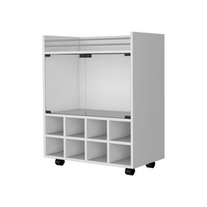 White Rolling Bar Cart With Wine Storage Home Accent