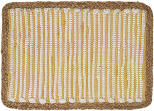 19" Set of Four Cream Yellow And Natural Striped Cotton And Jute Placemats - 880016658200