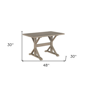 48" Gray Solid Wood Trestle Base Dining Table
