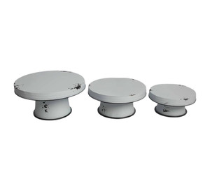 Set of Three White Metal Round Riser Trays