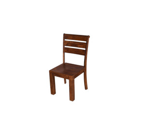 Set of Two Brown Solid Wood Ladder Back Dining Side Chairs