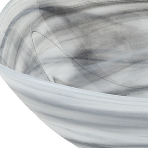 Set of Two 6" Gray And White Alabaster Glass Square Candy or Nut Bowls