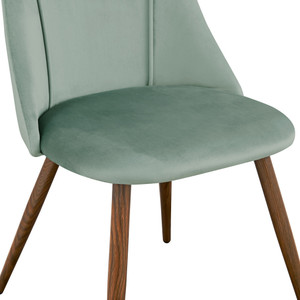 Set of Two Sage and Brown Upholstered Velvet Dining Side Chairs - 880016681949