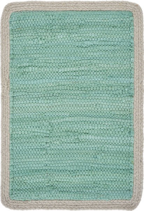 19" Set of Four Turquoise and Natural Solid With Border Cotton Placemats